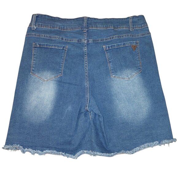 Celebrity Ace Women’s Distressed Blue Jean Shorts - Size 14, Cotton Blend - Picture 2 of 3